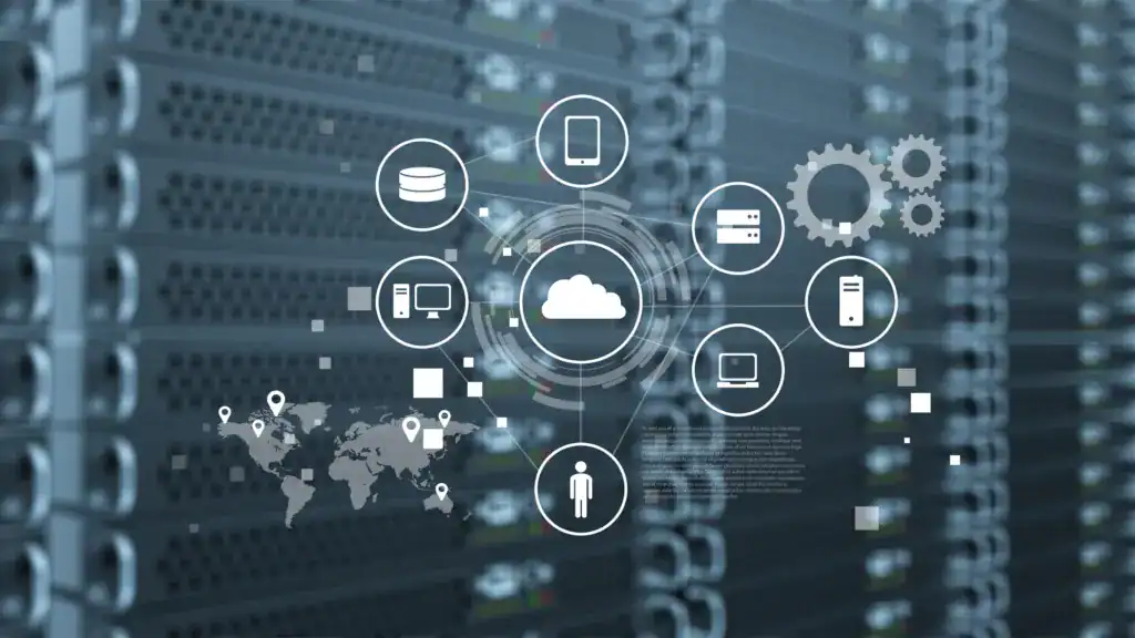 Diagram illustrating cloud data infrastructure and connected business systems