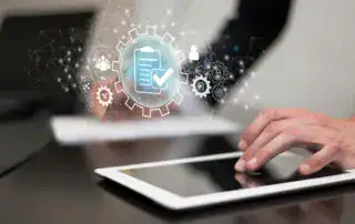 Digital quality control and process management concept on a tablet